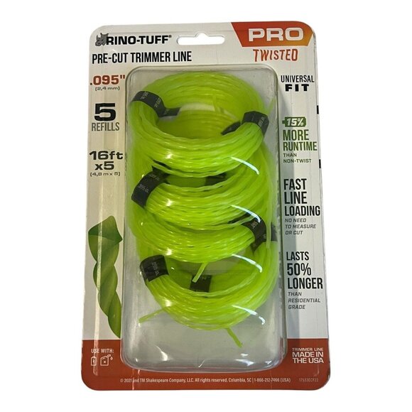 Rino-Tuff Precut Pro Twisted Trimmer Line Universal Fit .095" x 16-ft (5 Pk) - Picture 2 of 4